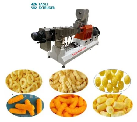 50kg-800kg/h Corn chips rice wheat Puff sticks|cheese ball snacks production line